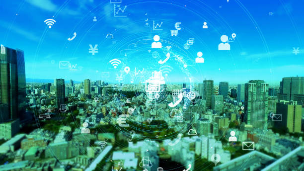 istock Smart city and communication network concept. IoT (Internet of Things). 5G. Wireless communication. 1193826953
