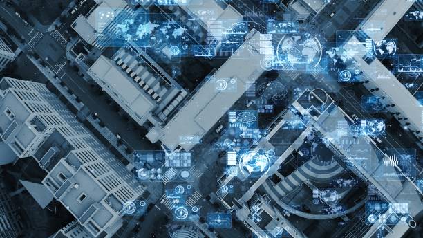 istock Smart city and communication network concept. 5G. GUI (Graphical User Interface). 1193827058