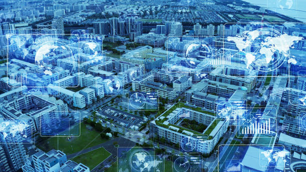 istock Smart city and communication network concept. 5G. GUI (Graphical User Interface). 1193827080