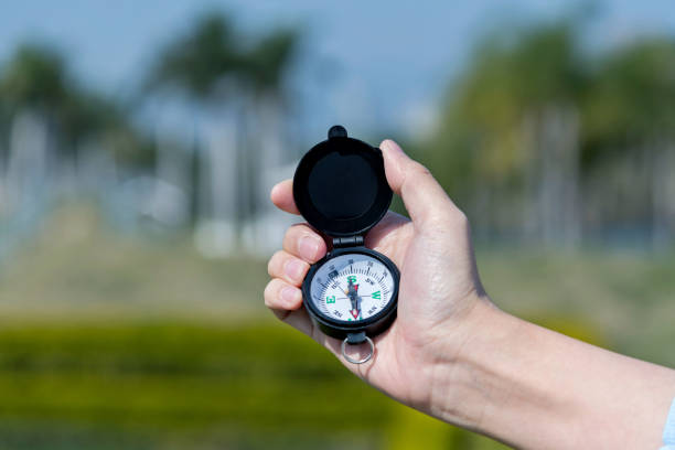 Woman hand holding a compass.