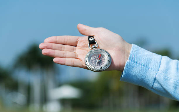 Woman hand holding a compass.
