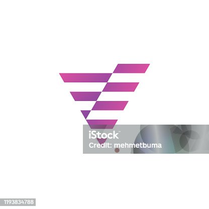 istock Linear sliding letter V logo design 1193834788