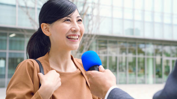 istock Interview on the street concept.Curbside interview. 1193838250