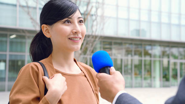 istock Interview on the street concept.Curbside interview. 1193838262