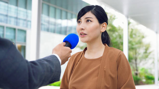 istock Interview on the street concept.Curbside interview. 1193838271