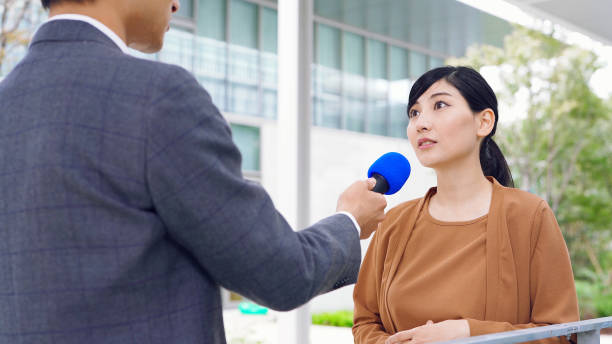 istock Interview on the street concept.Curbside interview. 1193838289