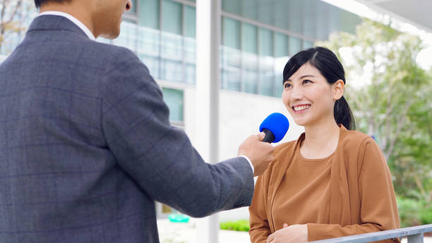 istock Interview on the street concept.Curbside interview. 1193838292