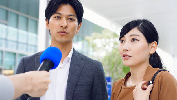 istock Interview on the street concept. Vox populi. Curbside interview. 1193838294