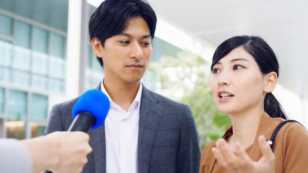 istock Interview on the street concept. Vox populi. Curbside interview. 1193838297