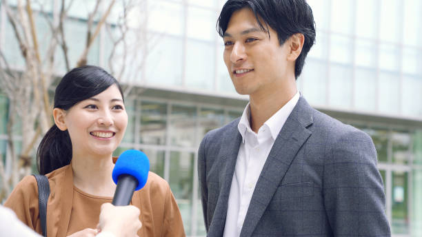 istock Interview on the street concept. Vox populi. Curbside interview. 1193838303