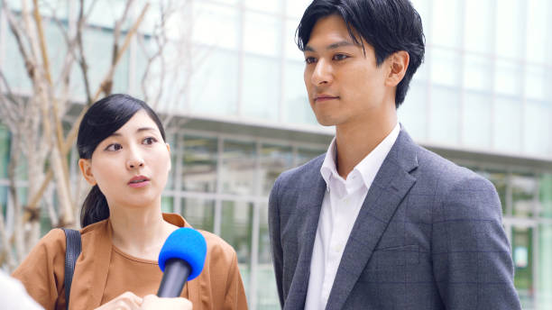 istock Interview on the street concept. Vox populi. Curbside interview. 1193838316