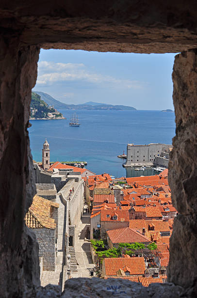 istock Dubrovnik harbor from the fortress walls 119384076