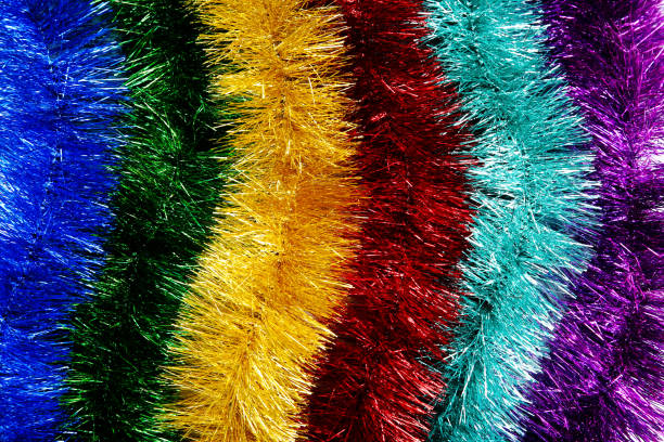 istock Background of colorful christmas tinsel 1193846067