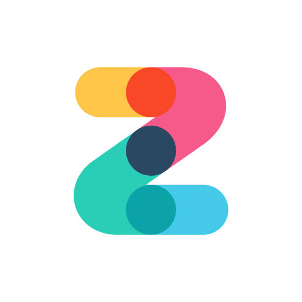 Overlapping one line letter Z logotype. Curve rounded font. Vibrant glossy colors. letter z stock illustrations