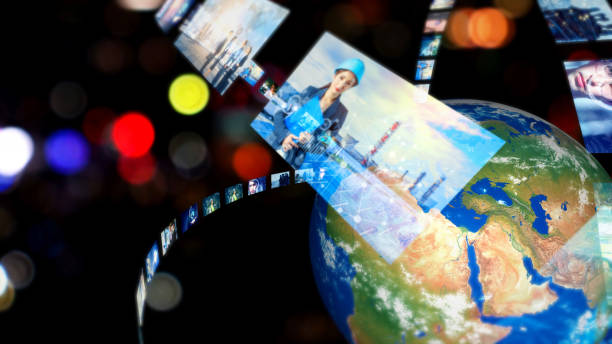 istock Global communication network concept. Social media. Streaming video. Subscription service. Elements of this image furnished by NASA. 3D rendering. 1193856492