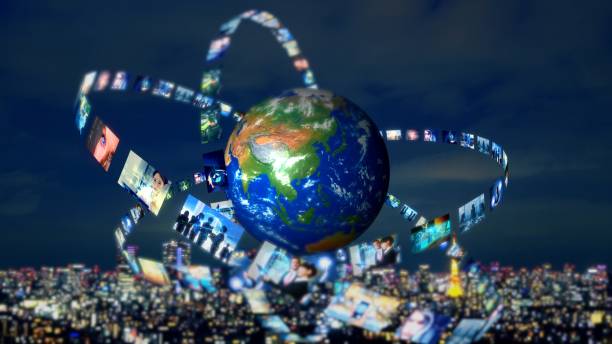 istock Global communication network concept. Social media. Streaming video. Subscription service. Elements of this image furnished by NASA. 3D rendering. 1193856499