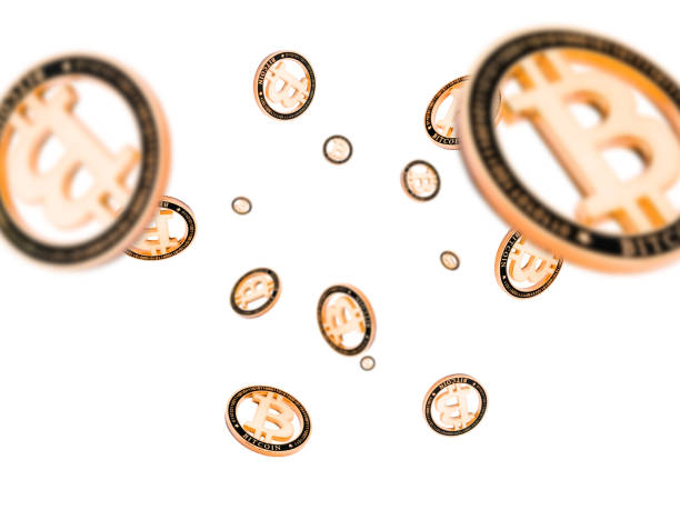 istock Bit coin. Falling Gold Cryptocurrency isolated on white background. Litecoin, Ethereum CryptoCash 1193857263