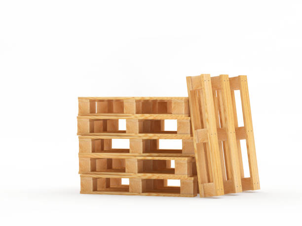 istock Pile of empty wooden pallets vertically and horizontally 1193860775
