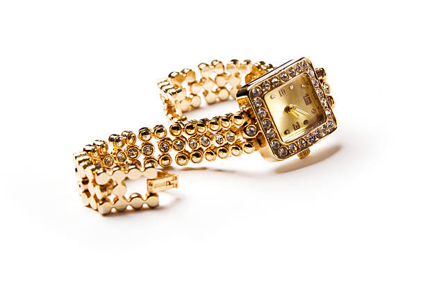 istock Golden wristwatch with gems 119386198