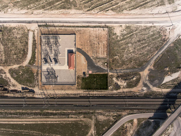 istock Aerial view of a train station 1193862909