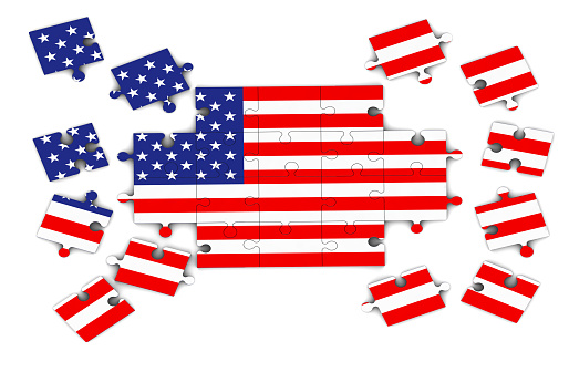 USA flag on puzzle