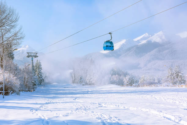 istock Ski resort Bansko, Bulgaria, cable car and slope 1193867796