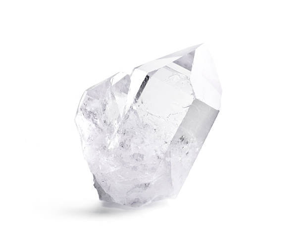 Double quartz crystal Big natural double quartz crystal isolated on white. crystal stock pictures, royalty-free photos & images