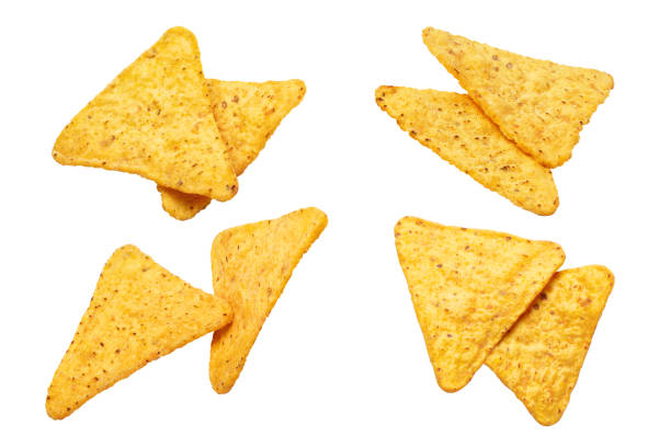 istock Set of nachos chips on white 1193875990