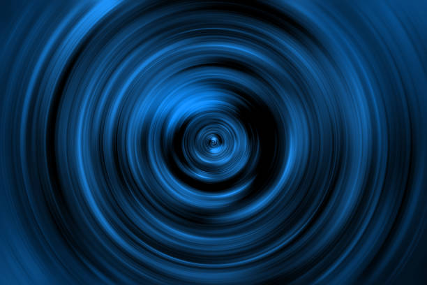 blue classic neon circle speed disk background trendy color of year 2020 swirl spiral vortex blurred motion abstract shiny navy gradient pattern digitally generated image - color swatch audio photos et images de collection