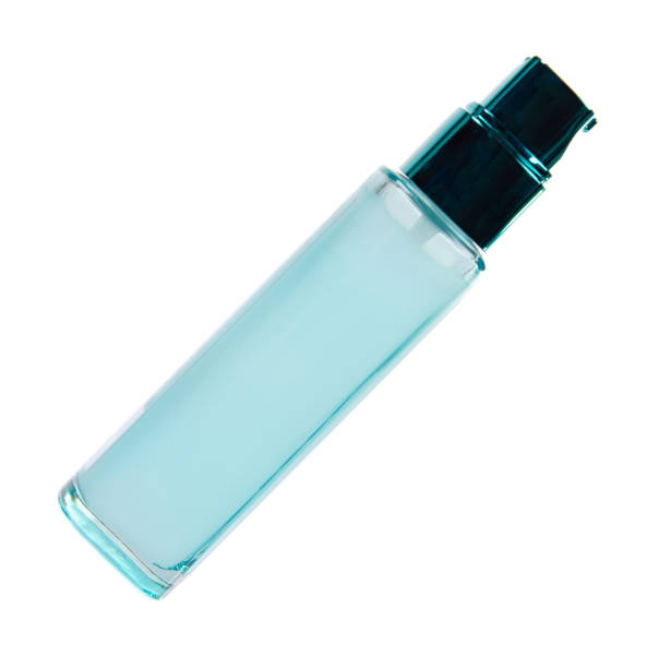 istock Face cream in glass bottle with dispencer. Blue container. 1193878167