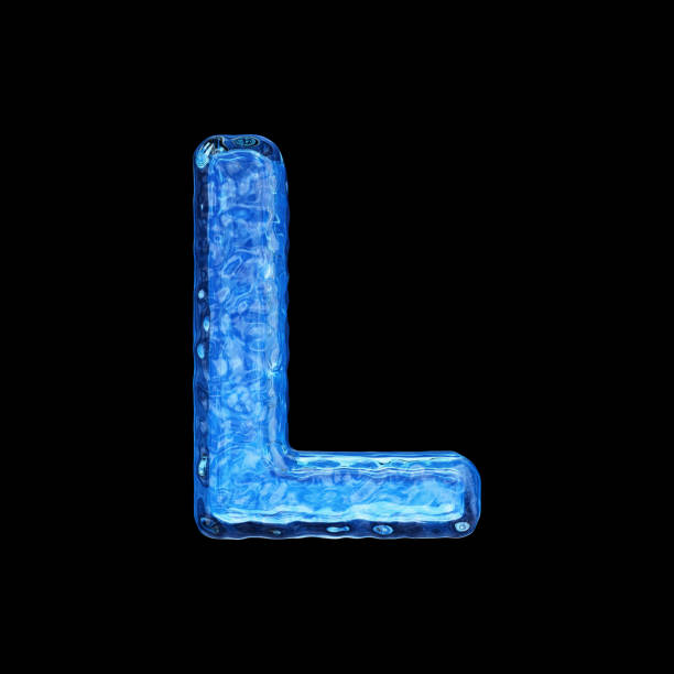 uppercase letter l made by water isolated on black background - letter l water typescript liquid imagens e fotografias de stock