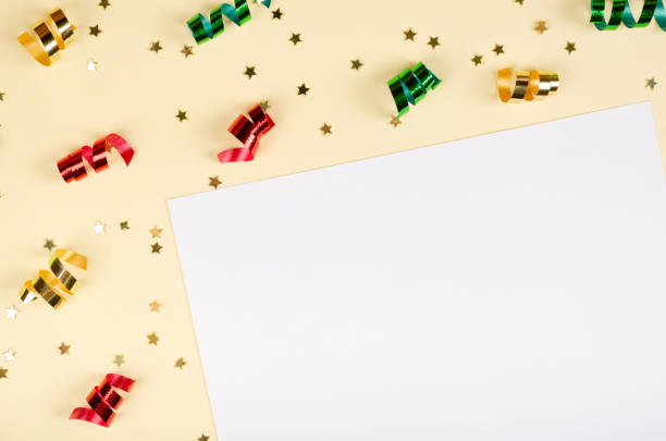 istock Colored confetti composition on beige background, party and celebration decoration. 1193880585
