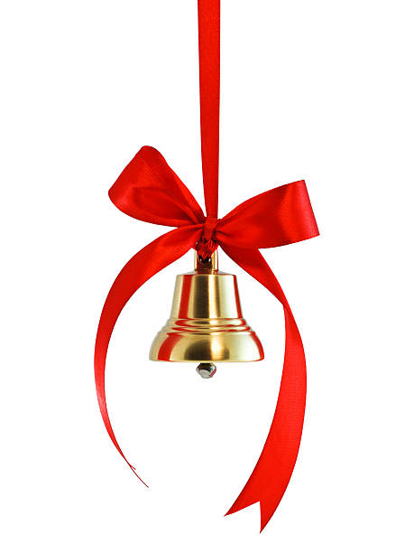 istock Hanging on a ribbon golden bell with red bow 119388072