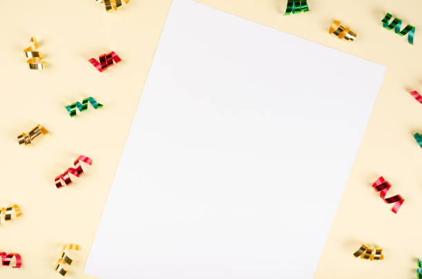 istock Colored confetti composition on beige background, party and celebration decoration. 1193881119