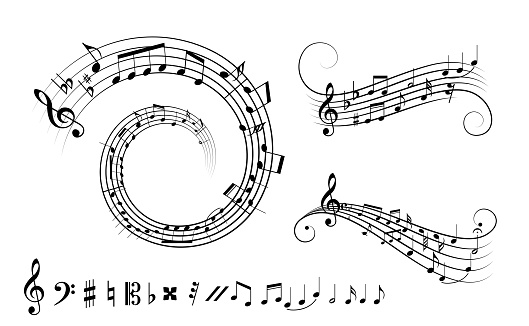 Musical Note Columns Set Of Musical Annotations Or Music Note Elements Concept Stock ...