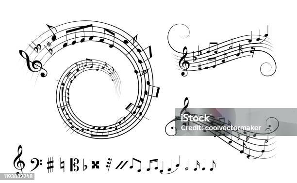 Music Notes Annotation Set Of Musical Annotations Or Music Note Elements Concept Stock ...