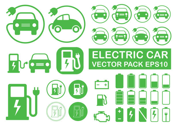 Electrical vehicle road charging station symbol icon set. Electric car logo sign button collection. Eco transport traffic energy power charge. Vector illustration image. Isolated on white background. Electrical vehicle road charging station symbol icon set. Electric car logo sign button collection. Eco transport traffic energy power charge. Vector illustration image. Isolated on white background. ev charging stock illustrations