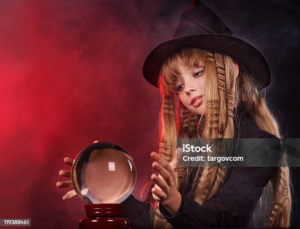 Girl Holding Crystal Ball Stock Photo - Download Image Now - Child, Fortune Teller, Crystal Ball