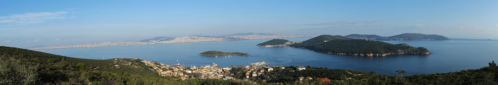 Panoramic shot of the famous Prince Islands of Istanbul, Turkey. This place is one of the main attractions of the travelers and residents aiming to escape from the chaos of the metropolitan life.