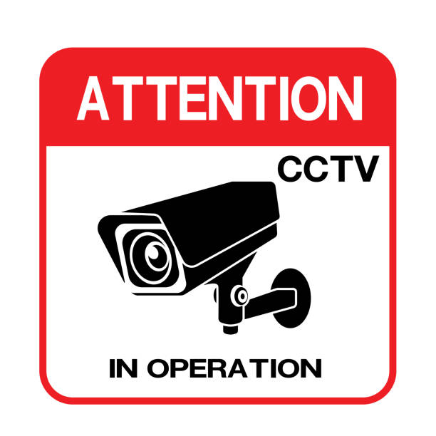 40+ Video Surveillance Cctv Security Camera Icon In Red Triangle Stock ...