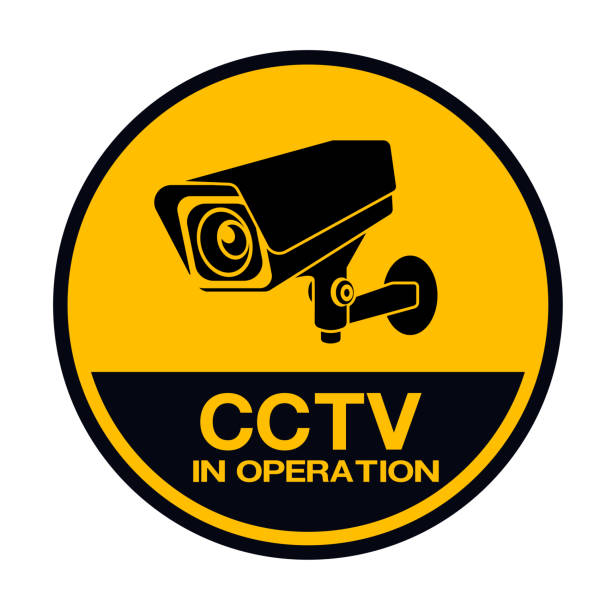 kamera cctv. czarny wideo nadzoru sign.vector izolowane - spy cam stock illustrations