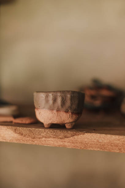 istock Clay pottery ceramic Products dry on shelf in workshop 1193894080