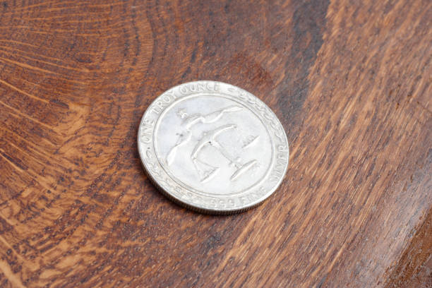 istock old vintage silver dollar on wooden background 1193894281