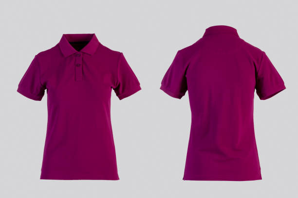 fioletowa koszula polo z przodu i z tyłu izolowana na białym na niewidzialnym manekinie - polo shirt shirt clothing mannequin zdjęcia i obrazy z banku zdjęć
