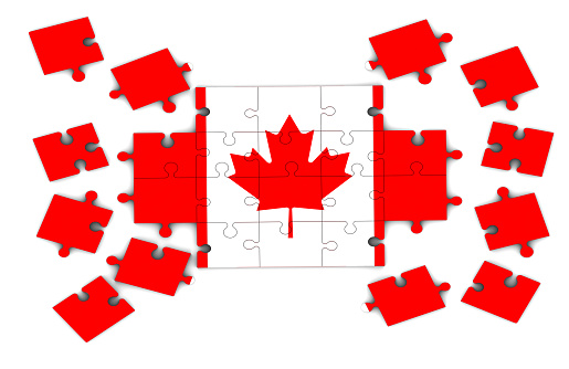 Canadian flag on puzzle