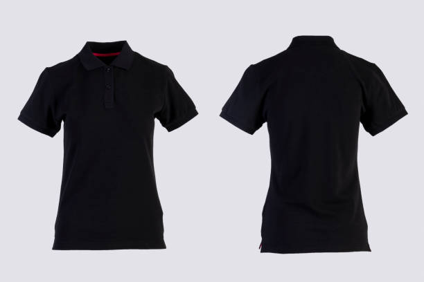 czarna koszula polo z przodu i z tyłu, wyizolowana na białym niewidocznym manekinie - polo shirt shirt clothing mannequin zdjęcia i obrazy z banku zdjęć