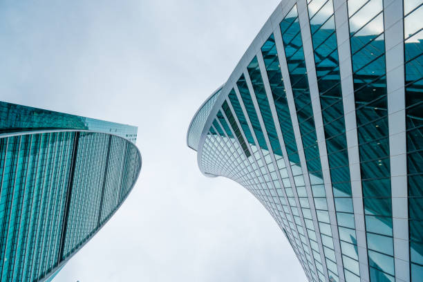 istock Skyscrapers in downtown area, bottom view 1193903341