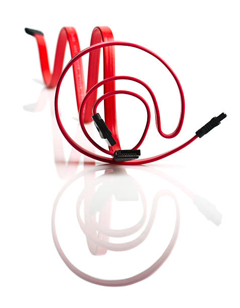 Two red computer cables stock photo