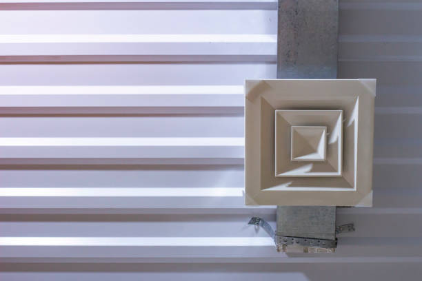 square anemostat on galvanized duct ventilation system details