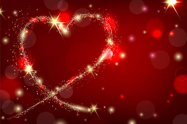 ilustraciones, imágenes clip art, dibujos animados e iconos de stock de fondo rojo con corazón de brillo abstracto - valentines day heart shape backgrounds star shape